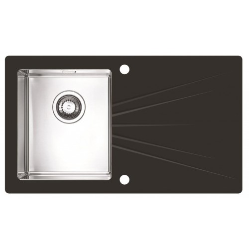 ALVEUS KARAT 10 kuchynský drez nerez/sklo, 860 x 500 mm, ľavý, čierna 1102770 ALVEUS KARAT 10 kuchynský drez nerez/sklo, 860 x 500 mm, ľavý, čierna 1102770