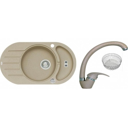 ALVEUS set drez Niagara 50 beige + batérie Diana beige + odkvapkávací košík Zadarmo ALVEUS set drez Niagara 50 beige + batérie Diana beige + odkvapkávací košík Zadarmo