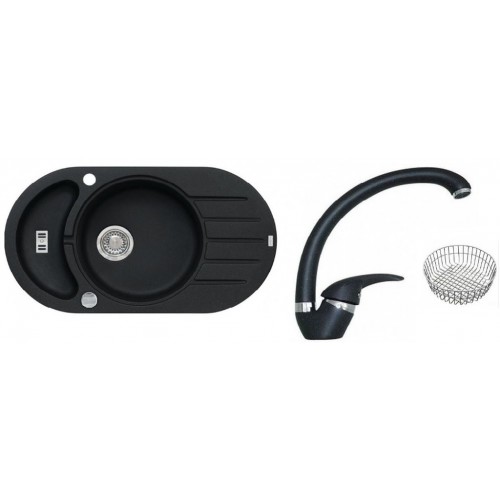 ALVEUS set drez Niagara 50 black + batérie Diana black + odkvapkávací košík Zadarmo ALVEUS set drez Niagara 50 black + batérie Diana black + odkvapkávací košík Zadarmo