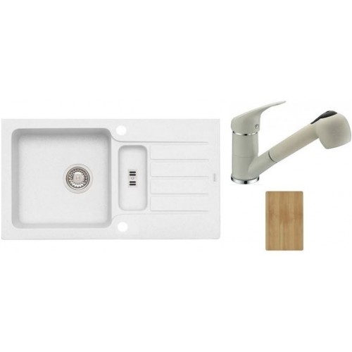 ALVEUS set drez Niagara 70 white + batérie Bora Bora white + doska na krájanie Zadarmo ALVEUS set drez Niagara 70 white + batérie Bora Bora white + doska na krájanie Zadarmo