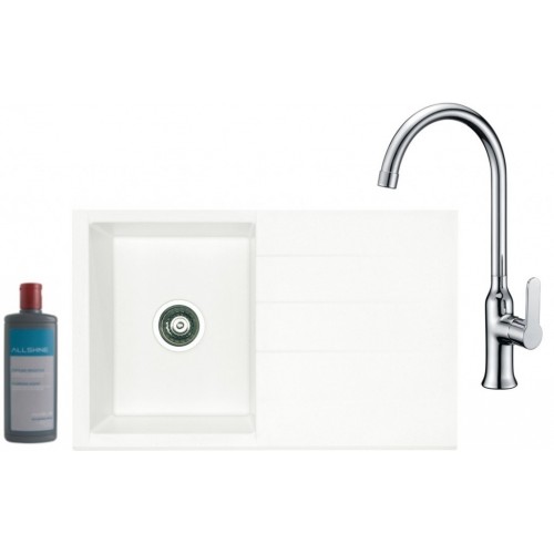 ALVEUS set drez Cubo 30 arctic + batéria Slim chróm + čistič ALVEUS set drez Cubo 30 arctic + batéria Slim chróm + čistič