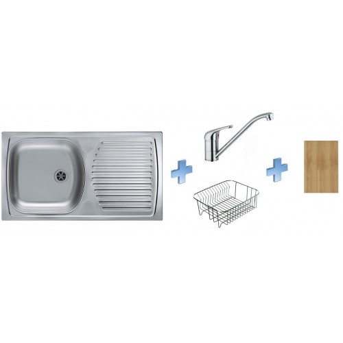 ALVEUS set drez Basic 170 satin + batérie Milena II + krájacia doska + nerezový košík ALVEUS set drez Basic 170 satin + batérie Milena II + krájacia doska + nerezový košík