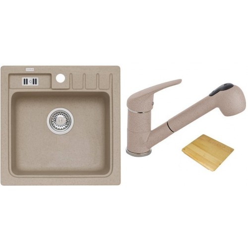 ALVEUS set drez Niagara 20 granitový + krájacia doska + batéria Bora Bora beige ALVEUS set drez Niagara 20 granitový + krájacia doska + batéria Bora Bora beige