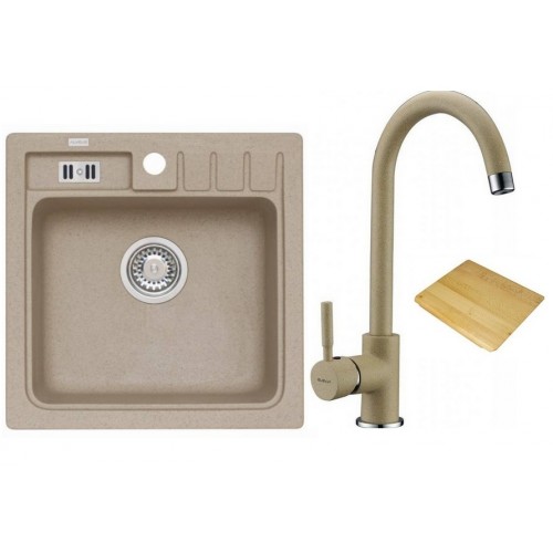 ALVEUS set drez Niagara 20 granitový + krájacia doska + batéria Layla beige