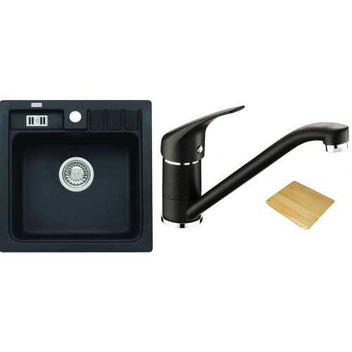 ALVEUS set drez Niagara 20 granitový + krájacia doska + batérie Rapa Nui black ALVEUS set drez Niagara 20 granitový + krájacia doska + batérie Rapa Nui black