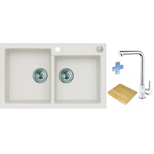 ALVEUS set drez Rock 90 white + batéria Sumatra white / chróm + doska na krájanie