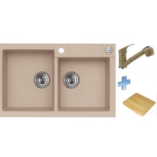 ALVEUS set drez Rock 90 beige + batéria Bora Bora beige + doska na krájanie