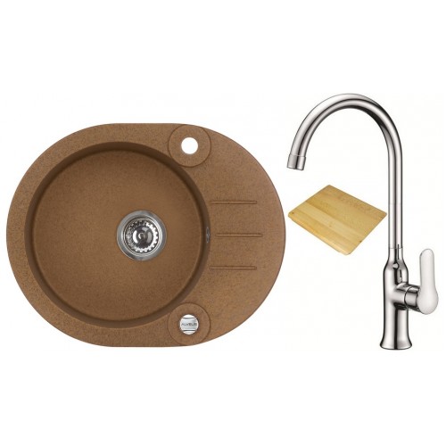 ALVEUS set drez Roll 40 granitový brown + krájacia doska + batéria Slim chróm ALVEUS set drez Roll 40 granitový brown + krájacia doska + batéria Slim chróm