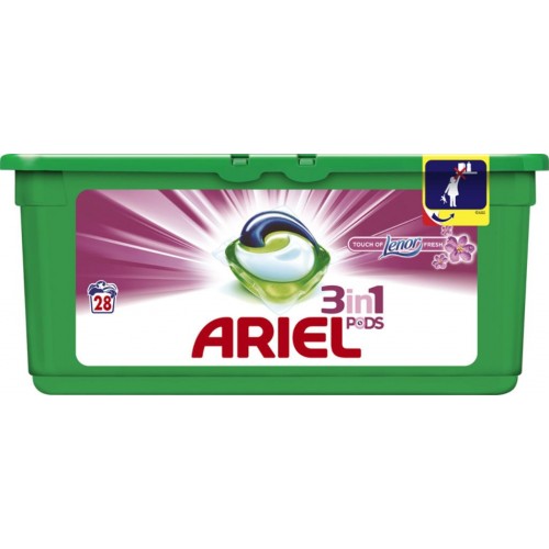ARIEL Touch of Lenor 3v1 gélové kapsule 28ks ARIEL Touch of Lenor 3v1 gélové kapsule 28ks