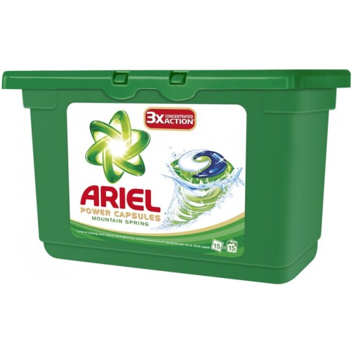 Ariel Active Gel Mountain spring prác gélové vankúšikmi na biele prádlo 15 ks Ariel Active Gel Mountain spring prác gélové vankúšikmi na biele prádlo 15 ks