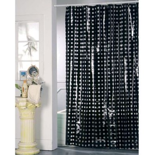 ARTTEC Sprchový záves - 180x200 cm - PVC - black with peas MSV00595