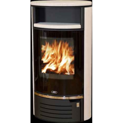 ABX Atlantik 7, krbové kachle na drevo, čierny plech + cream, vrátane hornej dosky