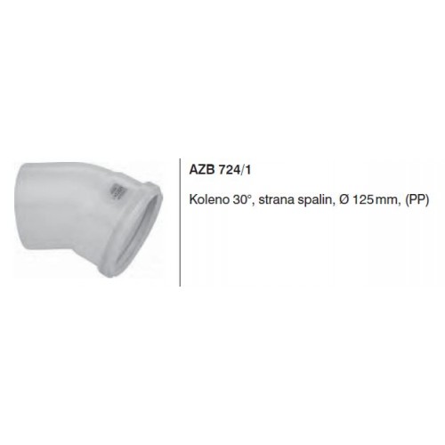 Junkers AZB 724 / 1 Koleno 30stupňů, priemer 125mm, PP 7719002895 Junkers AZB 724 / 1 Koleno 30stupňů, priemer 125mm, PP 7719002895