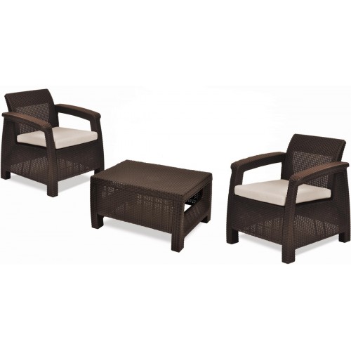 ALLIBERT Balkónový set nábytku CORFU II brown + beige