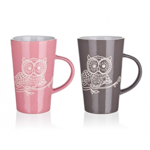 BANQUET Hrnček vysoký OWL 350ml, assorted 60250007 BANQUET Hrnček vysoký OWL 350ml, assorted 60250007