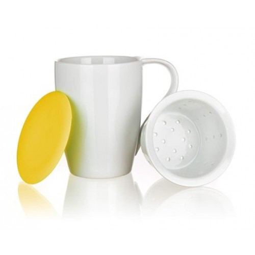 BANQUET Hrnček so sitkom a silikónovým vrchnákom 350ml COLOR PLUS YELLOW 60338000Y