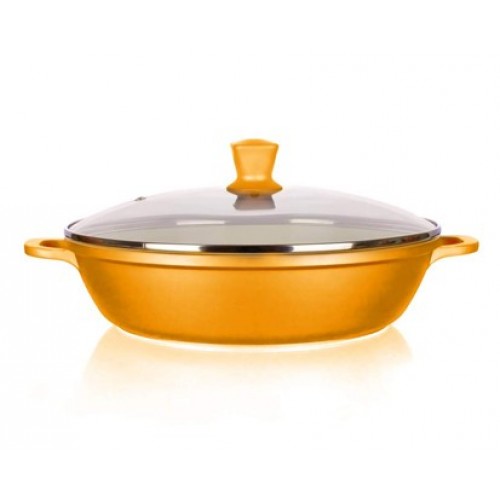 BANQUET Panvica paella 28x7 cm so silikónovým knobom Gourmet Ceramia ORANGE 40SPB28CCO