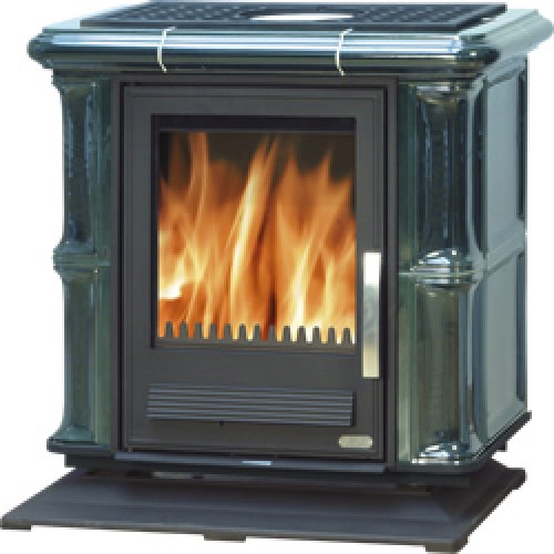 ABX Bavaria K, kachľové pece na drevo s kombi vložkou (liatina / plech), modrá