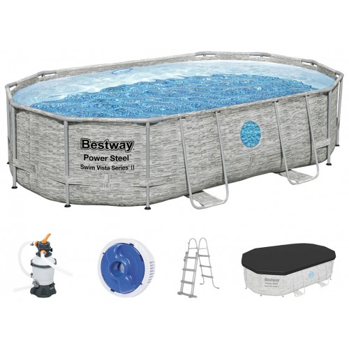 BAZÁR BESTWAY Power Steel Swim Vista Bazénový set 488x305x107cm 56946 POŠKODENÝ OBAL!!