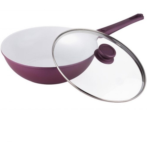 BERGNER Panvica keramická WOK s pokrievkou 30 cm VIOFLAM BG-1998