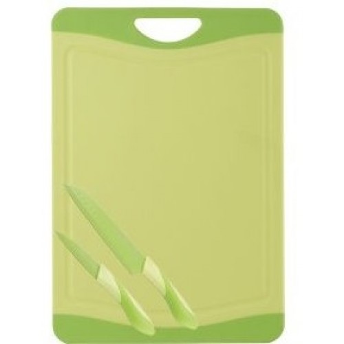 BERGNER Krájacia doska antibakteriálna s nožmi - sada 3 ks BG-4087zele