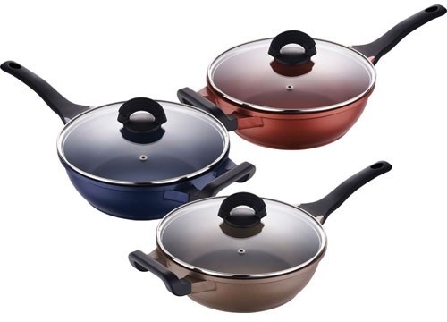 BERGNER Panvica hlboká s nepriľnavým povrchom a pokrievok 24 cm SPARK, červená BG-6737cerv