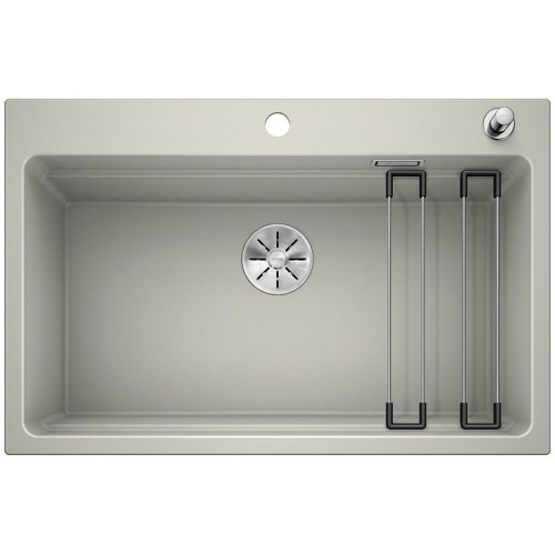BLANCO Etagon 8 Infino drez Silgranit, s excentrom, perlovo sivá 525180