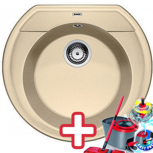 BLANCO RONDOVAL drez Silgranit, béžová šampáň 515673 + ZADARMO VILEDA MOP Easy wring BLANCO RONDOVAL drez Silgranit, béžová šampáň 515673 + ZADARMO VILEDA MOP Easy wring