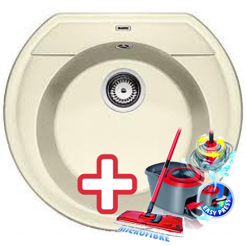 Blanco RONDOVAL drez vrátane sifónu, jazmín 515672 + ZADARMO VILEDA MOP Easy wring Blanco RONDOVAL drez vrátane sifónu, jazmín 515672 + ZADARMO VILEDA MOP Easy wring