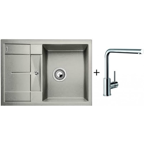 BLANCO Set drez METRA 45 S SILGRANIT perlovo sivá + batéria MILA BLANCO Set drez METRA 45 S SILGRANIT perlovo sivá + batéria MILA