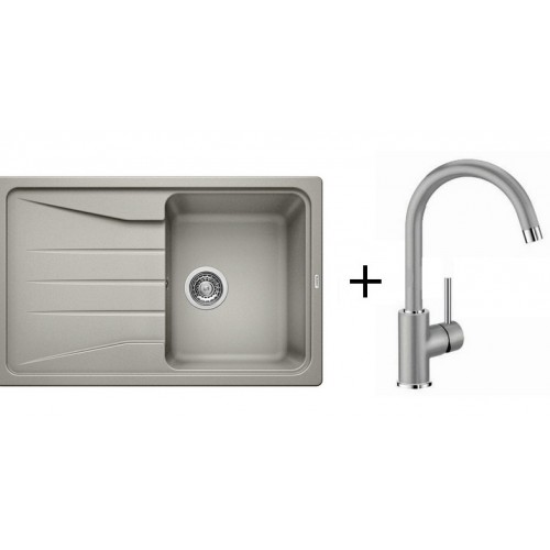 BLANCO Set drez SONA 45 S SILGRANIT + batéria MIDA perlovo sivá BLANCO Set drez SONA 45 S SILGRANIT + batéria MIDA perlovo sivá