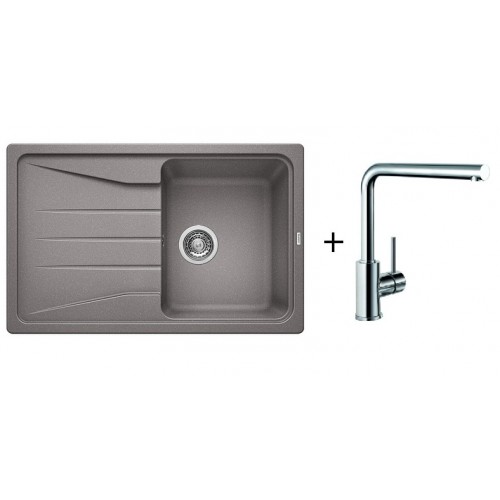 BLANCO Set drez SONA 45 S SILGRANIT aluminium + batéria MILA chróm