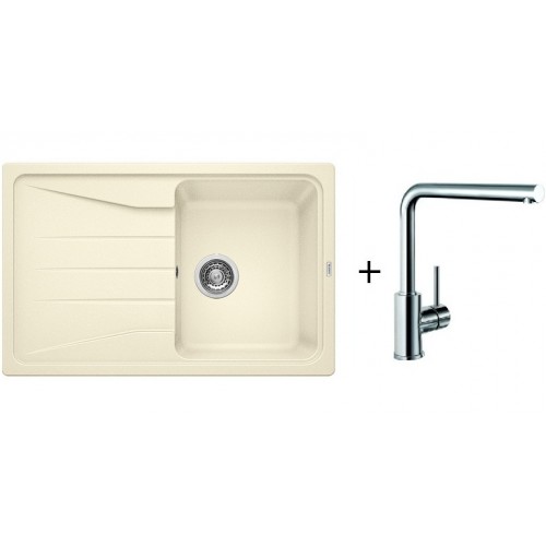 BLANCO Set drez SONA 45 S SILGRANIT jasmín + batéria MILA chróm BLANCO Set drez SONA 45 S SILGRANIT jasmín + batéria MILA chróm