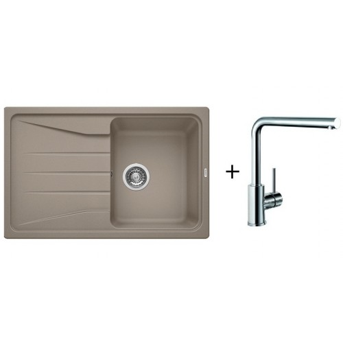 BLANCO Set drez SONA 45 S SILGRANIT tartufo + batéria MILA chróm
