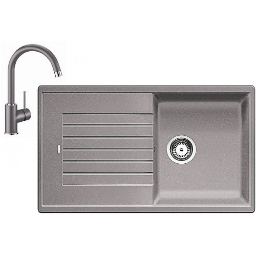 Blanco Set drez ZIA 5 S drez SILGRANIT aluminium + batérie Mida aluminium Blanco Set drez ZIA 5 S drez SILGRANIT aluminium + batérie Mida aluminium