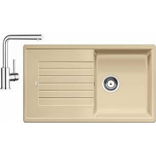 Blanco Set drez ZIA 5 S drez SILGRANIT béžová champagne + batérie Mila chróm