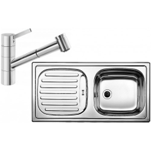 BLANCO set FLEX prírodný nerez 860 x 435 mm + TIVO-S batéria chróm