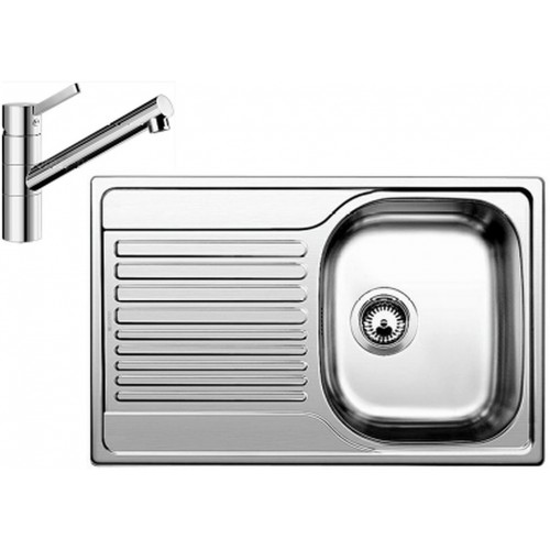 BLANCO set TIPO 45 S Compact nerez profilovaný 780 x 500 mm + TIVO batéria chróm