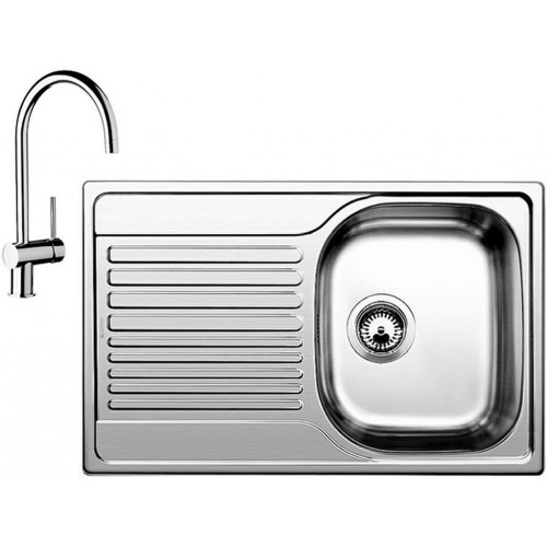 BLANCO set TIPO 45 S Compact nerez profilovaný 780 x 500 mm + MIDA batéria chróm