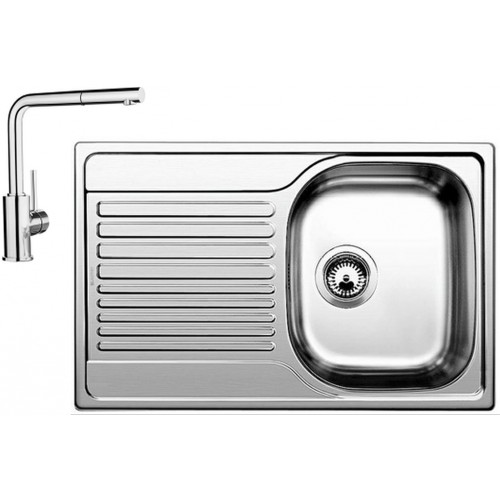 BLANCO set TIPO 45 S Compact nerez profilovaný 780 x 500 mm + MILA-S batéria chróm