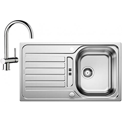 BLANCO set LANTOS 45 S nerez kartáčovaný s excentrom 860 x 500 mm + MIDA batéria chróm