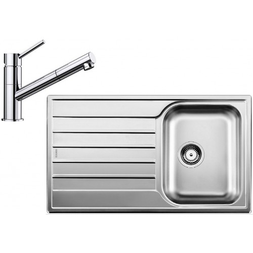 BLANCO set LIVIT 45 S Salto nerez kartáčovaný 860 x 500 mm + KANO-S batéria chróm