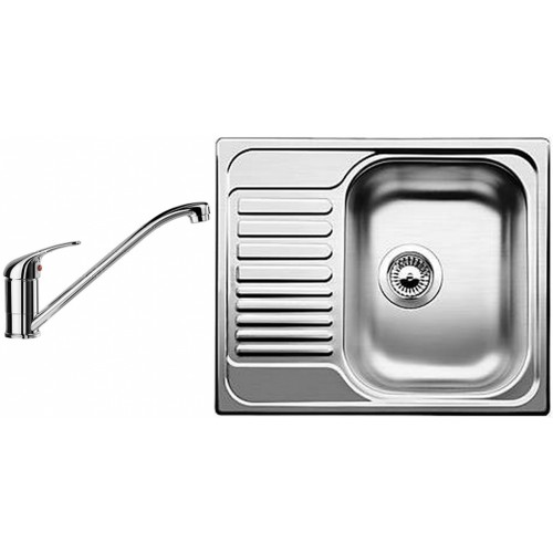 BLANCO set Tipo 45 S mini 3 1/2 nerez kartáčovaný 605 x 500 mm + Daras batéria chróm