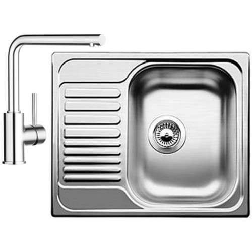 BLANCO set Tipo 45 S mini 3 1/2 nerez kartáčovaný 605 x 500 mm + MILA batéria chróm