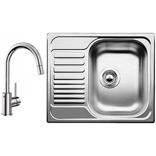 BLANCO set Tipo 45 S mini 3 1/2 nerez kartáčovaný 605 x 500 mm + MIDA-S batéria chróm BLANCO set Tipo 45 S mini 3 1/2 nerez kartáčovaný 605 x 500 mm + MIDA-S batéria chróm