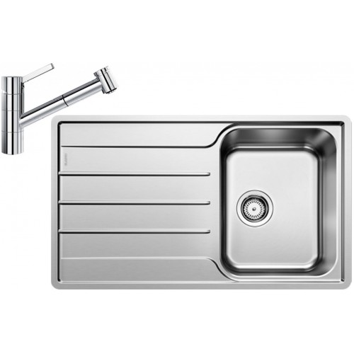 BLANCO set LEMIS 45 S-IF nerez kartáčovaný 860 x 500 mm + TIVO-S batéria chróm