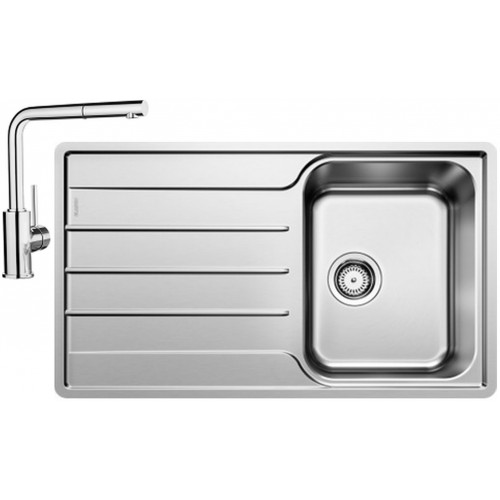 BLANCO set LEMIS 45 S-IF nerez kartáčovaný 860 x 500 mm + MILA-S batéria chróm