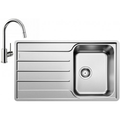 BLANCO set LEMIS 45 S-IF nerez kartáčovaný 860 x 500 mm + MIDA-S batéria chróm