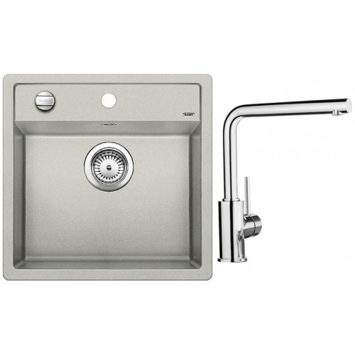 BLANCO SET drez DALAGO 5 perlovo sivá SILGRANIT + drezová batéria MILA chróm