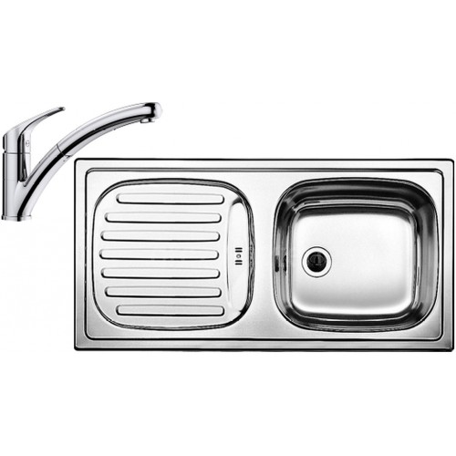 BLANCO set FLEX prírodný nerez 860 x 435 mm + BRAVON-S batéria chróm